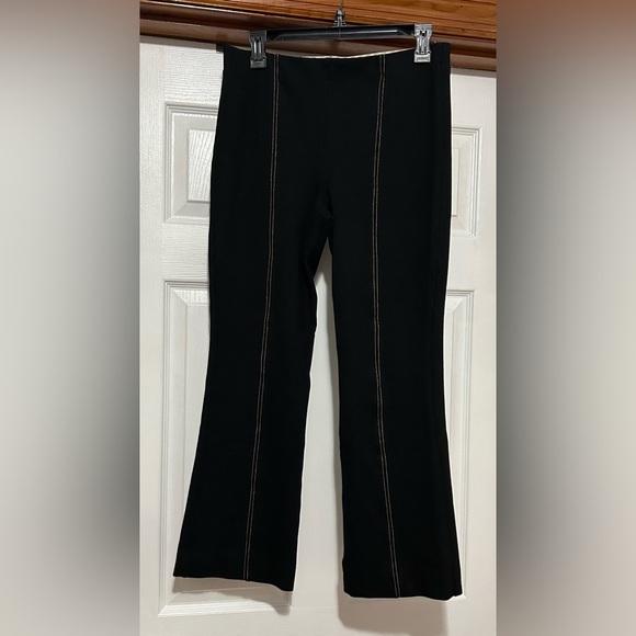 Anthroplogie Black Flared Pants with Contrast Stitching-27" - Picture 4 of 5